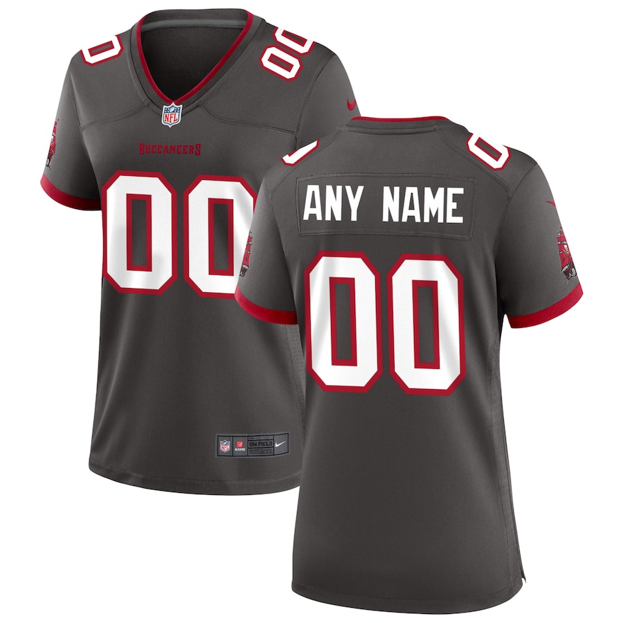 Women Tampa Bay Buccaneers Nike Pewter Alternate Custom Game Jersey->customized nfl jersey->Custom Jersey